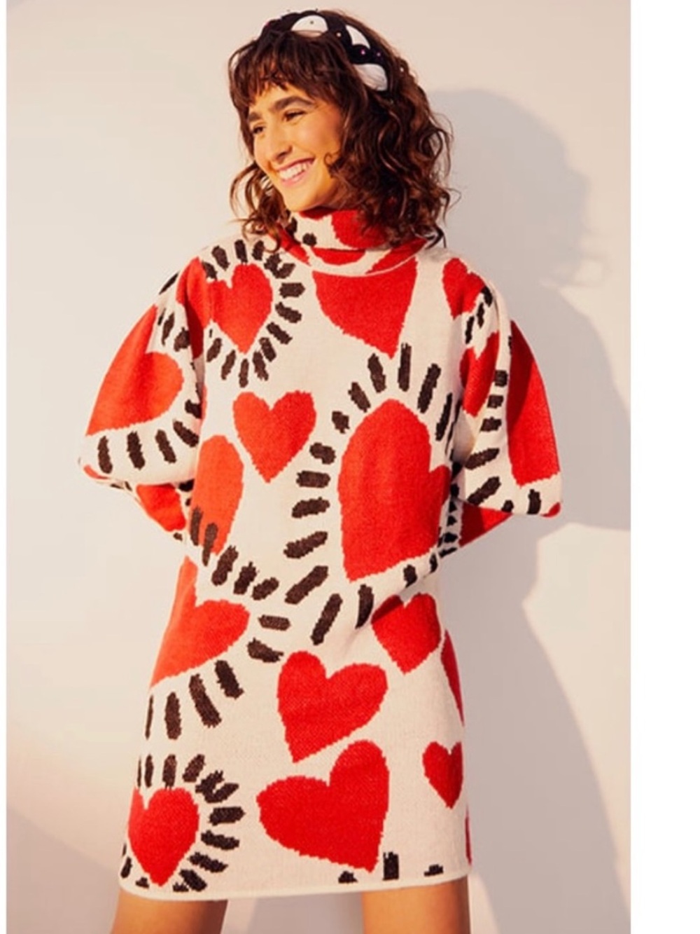 Farm Rio Heart Sweater Dress